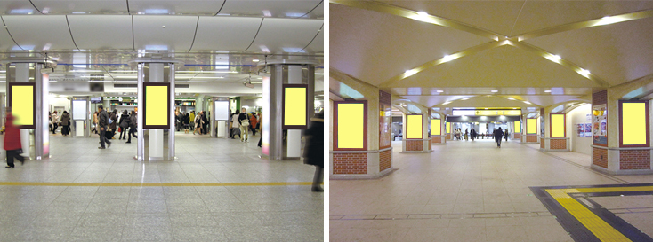 J・ADビジョン 横浜駅セット （左：中央通路／右：南改札内）