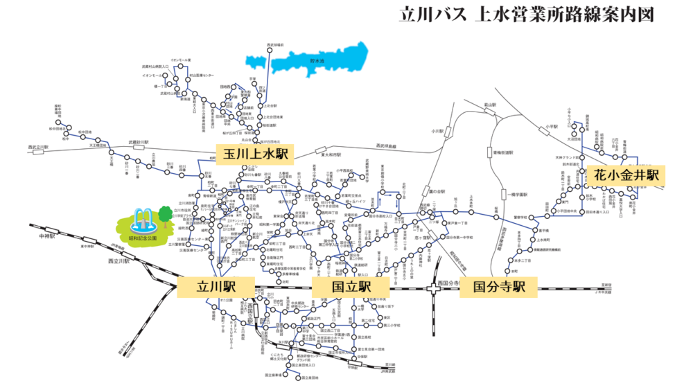 【立川バス】上水営業所 路線図