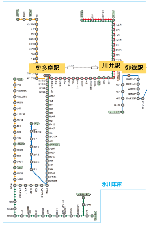 【西東京バス】氷川支所 路線図