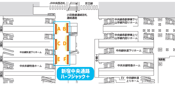 JR新宿駅｜新宿中央通路ハーフジャック＋ 図面