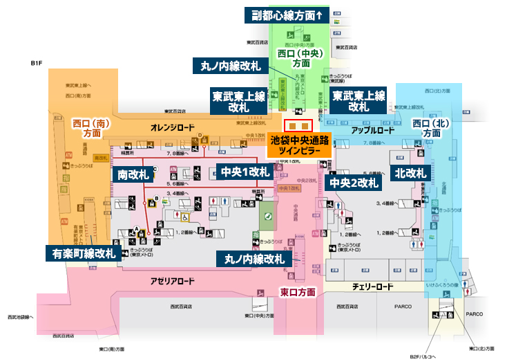 池袋駅-池袋中央通路ツインピラー-図面