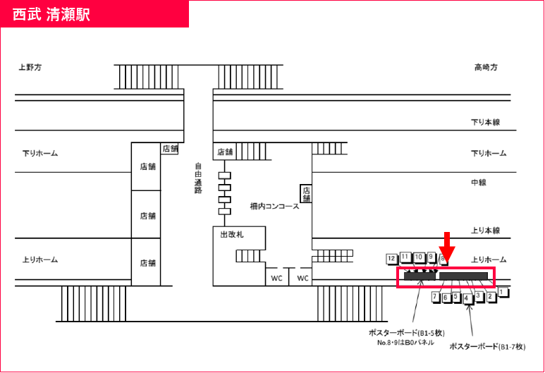 西武清瀬駅_駅ポスター掲載場所_studioOVA様